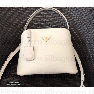Prada Medium Saffiano Leather Matinée Bag 1BA282 White 2020