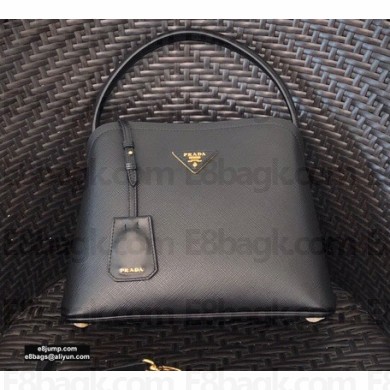 Prada Medium Saffiano Leather Matinée Bag 1BA282 Black 2020