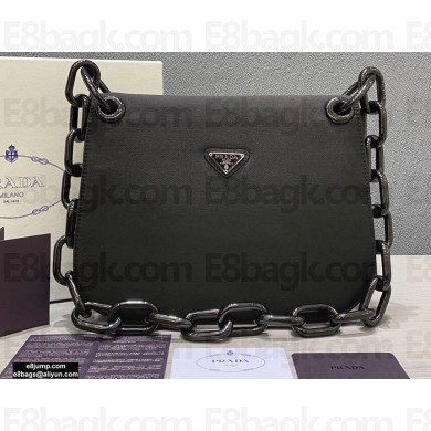 Prada Vintage Chain Shoulder Bag 6671 Fabric Black 2020