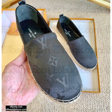 Louis Vuitton Monogram Starboard Flat Espadrilles Satin Black 2020