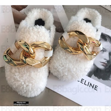 JW Anderson Shearling Chain Loafer Mules White 2020