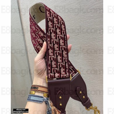 Dior Oblique Embroidered Velvet Shoulder Strap Burgundy 2020