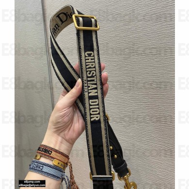 Christian Dior Embroidery Adjustable Shoulder Strap Black 2020