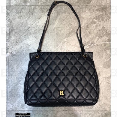 Balenciaga Quilting B. Large Shoulder Bag Black/Gold