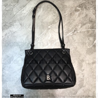 Balenciaga Quilting B. Medium Shoulder Bag Black/Silver