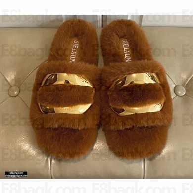 Stella Luna Fur Slide Sandals Brown 2020