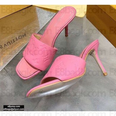 Louis Vuitton Heel 9.5cm Monogram Embossed Mules Pink 2020