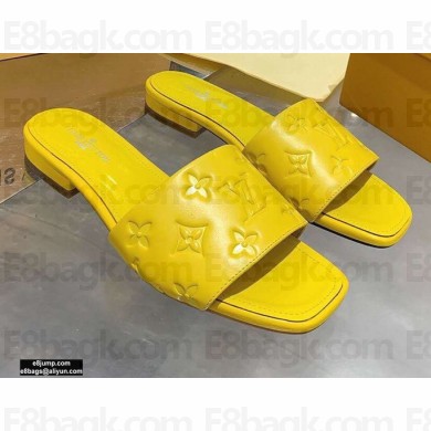 Louis Vuitton Monogram Embossed Flat Mules Yellow 2020