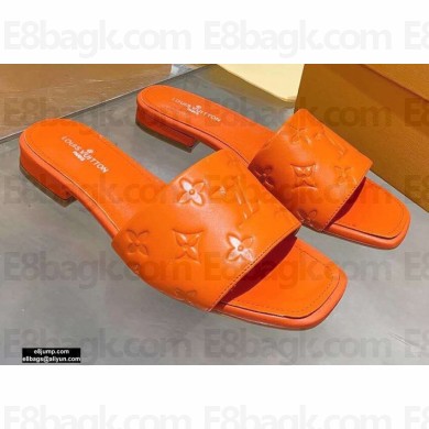 Louis Vuitton Monogram Embossed Flat Mules Orange 2020