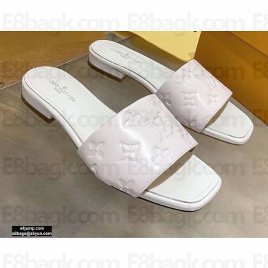 Louis Vuitton Monogram Embossed Flat Mules White 2020