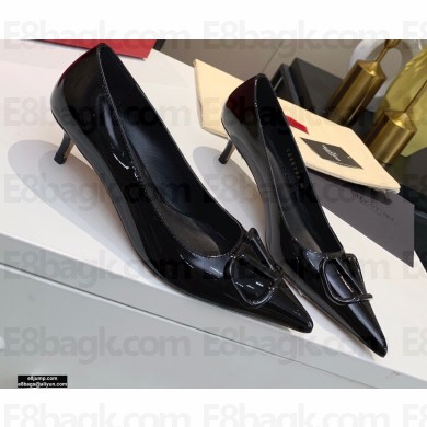 Valentino Heel 4cm VLogo Patent Leather Pumps Black 2020