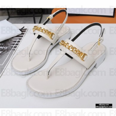 Gucci Heel 2.5cm Thong Sandals White with Chain 2020