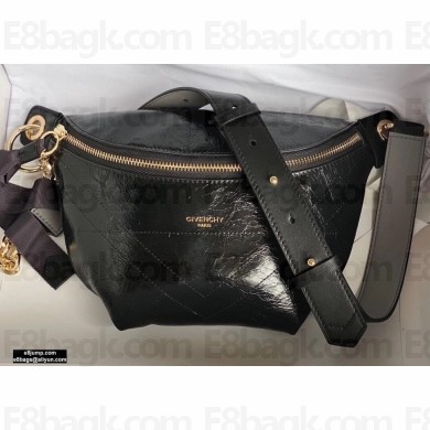 Givenchy ID Bum Bag in Crackling Leather Black 2020