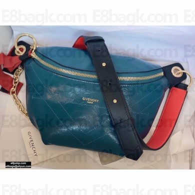 Givenchy ID Bum Bag in Crackling Leather Blue 2020