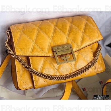 Givenchy Small GV3 Bag in Diamond Quilted Leather Yellow