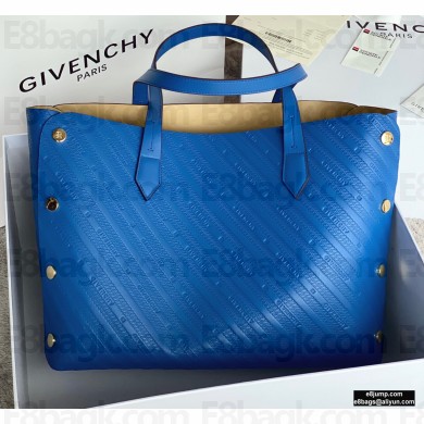 Givenchy Medium BOND Shopper Tote Bag in GIVENCHY Chain Embossed Leather Blue 2020