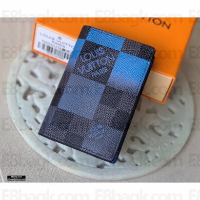 Louis Vuitton Pocket Organizer Wallet Damier Graphite Giant Canvas N40412 Blue 2020