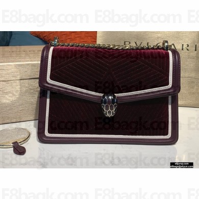Bvlgari Serpenti Diamond Blast Shoulder Bag Velvet Burgundy
