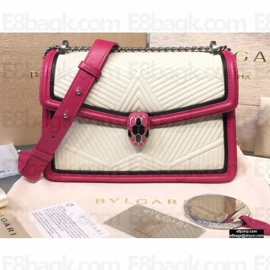 Bvlgari Serpenti Diamond Blast Shoulder Bag White/Fuchsia