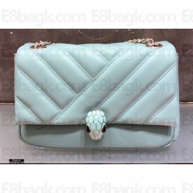 Bvlgari Serpenti Cabochon Shoulder Bag 22.5cm Pale Green