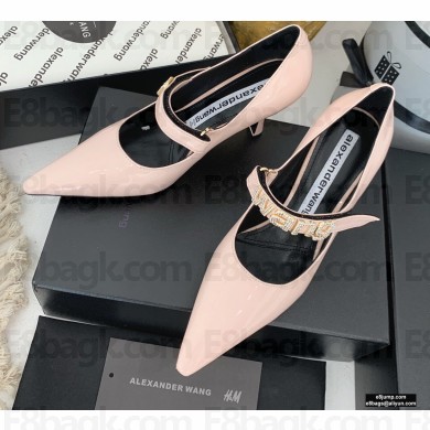 Alexander Wang Heel 8cm Grace Mary Jane Pumps Patent Nude Pink 2020