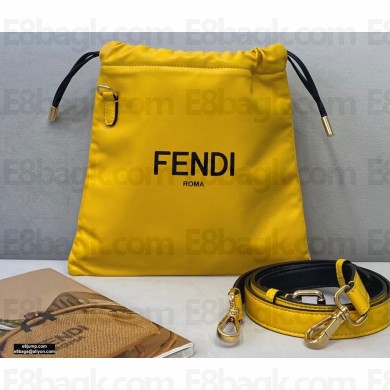 Fendi Leather Pack Small Drawstring Pouch Bag Yellow 2020