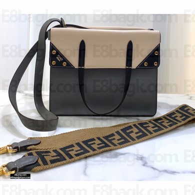 Fendi Flip Regular Medium Tote Bag Gray/Black