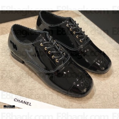 Chanel Calfskin Lace-Ups G36483 Patent Black 2020