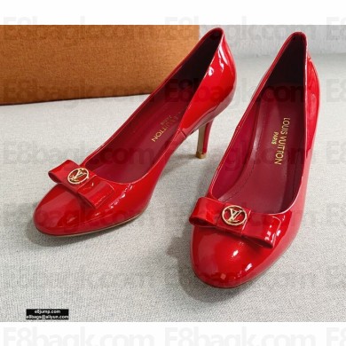 Louis Vuitton Heel 6.5cm Patent Leather Bow Pumps Red
