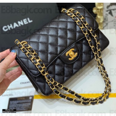 Chanel Original Quality Classic Flap Bag A01113 in Caviar Leather Black with Gold Hardware