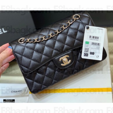 Chanel Original Quality Classic Flap Bag A01113 in Caviar Leather Black with Silver Hardware