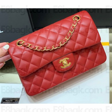 Chanel Original Quality Classic Flap Bag A01113 in Sheepskin Red with Gold Hardware