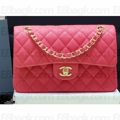 Chanel Original Quality Classic Flap Bag A01113 in Caviar Leather Peach Red with Gold Hardware