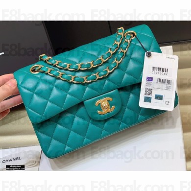 Chanel Original Quality Classic Flap Bag A01113 in Sheepskin Green with Gold Hardware