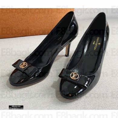 Louis Vuitton Heel 6.5cm Patent Leather Bow Pumps Black