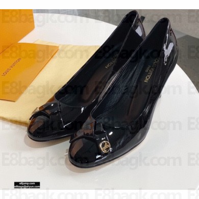 Louis Vuitton Heel 6.5cm Patent Leather Bow Knot Pumps Black