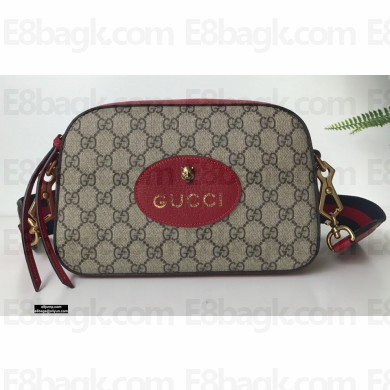 Gucci GG Supreme Canvas Messenger Bag 476466 Red