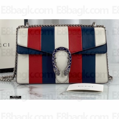 Gucci Multicolor Striped Leather Dionysus Small Shoulder Bag 400249 White/Red/Blue 2020