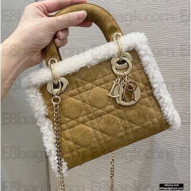 Lady Dior Mini Bag in Shearling Camel 2020