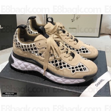 Chanel Suede Calfskin and Embroidery Sneakers G37126 Beige 2021