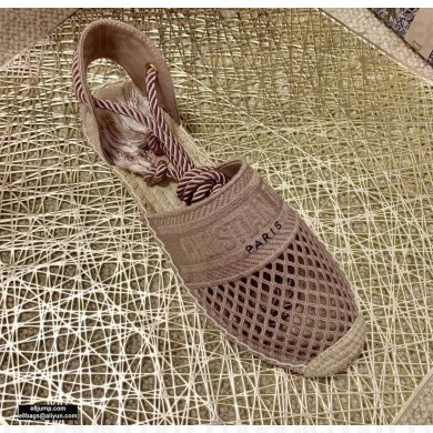 Dior Mesh Embroidery Granville Espadrilles Sandals with Laces Nude Pink 2020