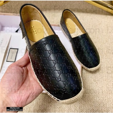 Gucci Signature Leather Espadrilles Black 2020