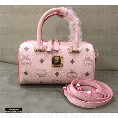 MCM Visetos Mini Boston Bag Pink