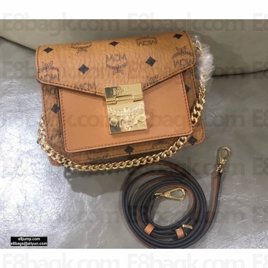 MCM Visetos Mini Patricia Crossbody Bag Cognac