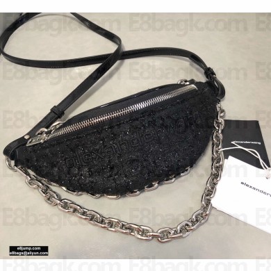 Alexander Wang Attica Tweed Hybrid Fanny Pack Bag Black