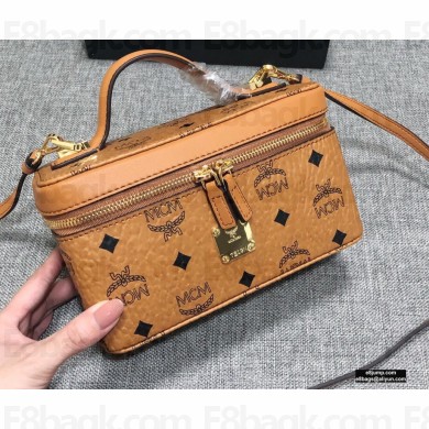 MCM Visetos Rockstar Vanity Case Bag Cognac
