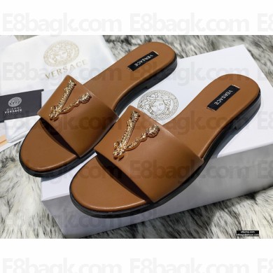 Versace Virtus Flat Mules Brown 2020