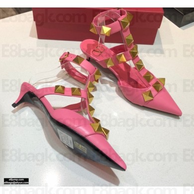 Valentino Heel 4cm Calfskin Roman Stud Pumps Pink 2021