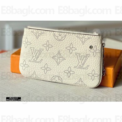 Louis Vuitton Mahina Leather Key Pouch Creme Beige