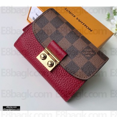 Louis Vuitton Damier Ebene Canvas Croisette Compact Wallet N60216 Red